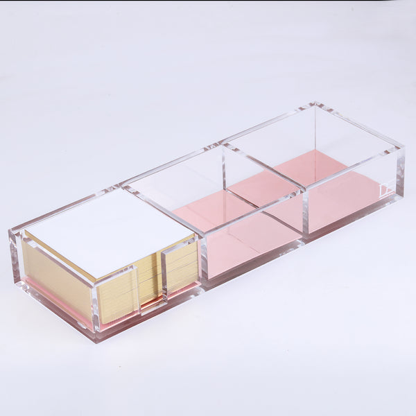 Acrylic Desk Organizer with notepad (Gold, Rose Gold,Colorful )
